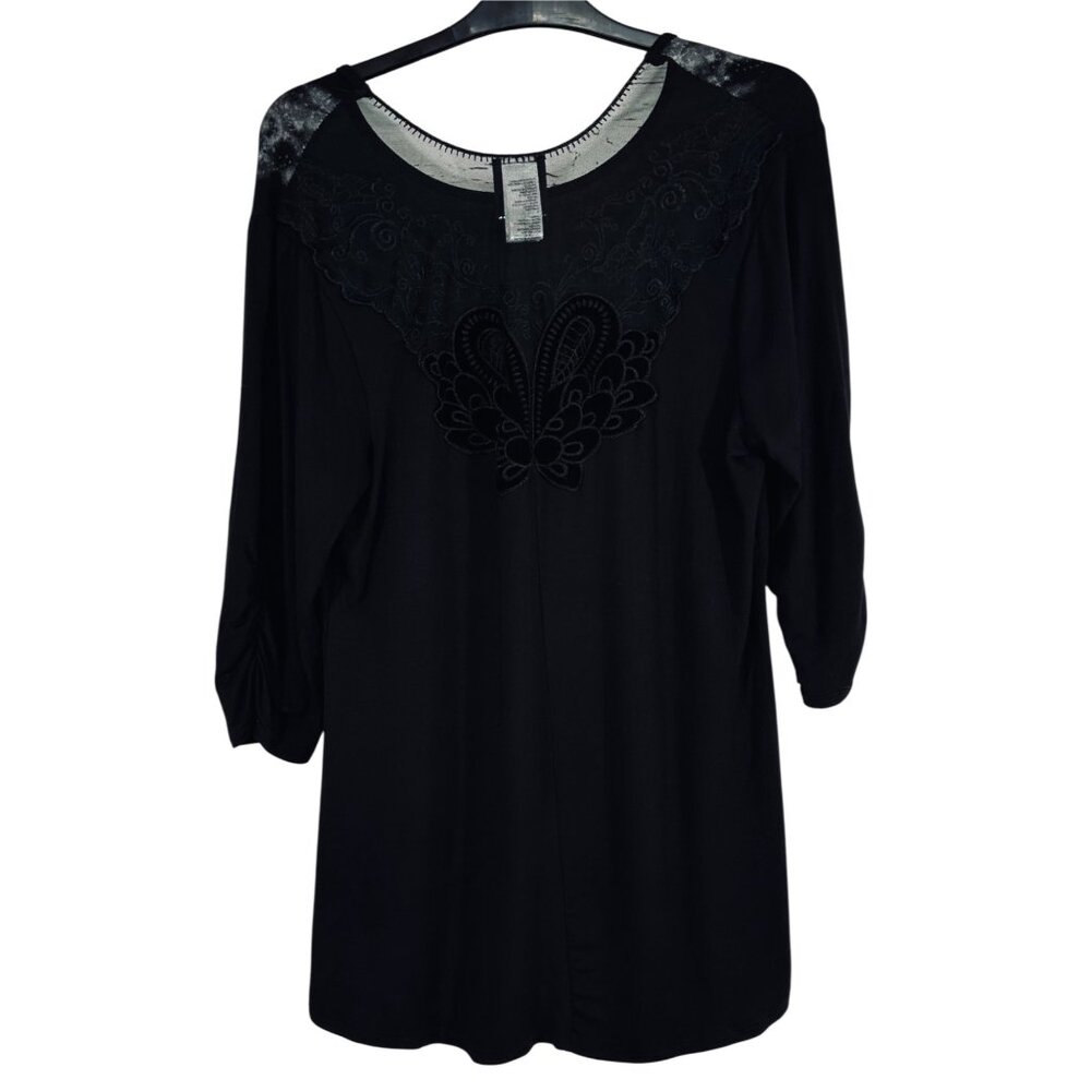 Harley-Davidson Womens Black Genuine Motorcycles Rhinestone & Lace Top Size L Se - Picture 2 of 14